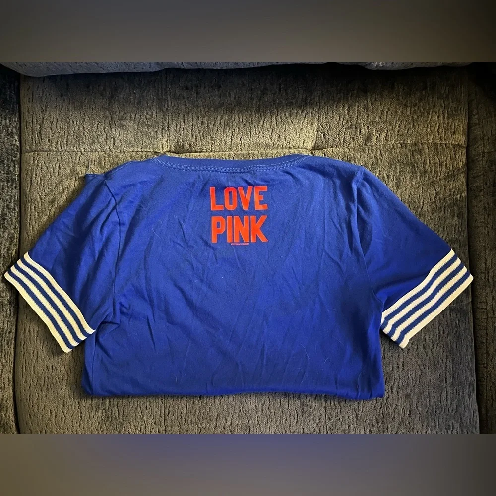 Victoria's Secret Blue Tee with Red Cubbies Print - Picture 2 of 2